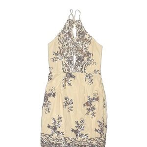 Elegant Cream and Silver Embellished Dress